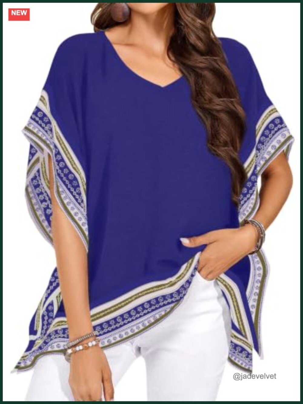 Womens Batwing Short Sleeve V Neck Floral Flowy Boho Top